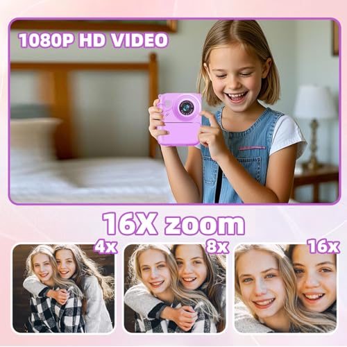 Image of Instant Print Camera for Kids, 1080P Video Camera with 3 Print Rolls | 32GB Card & Cute Cover, Gift for Girls Boys Age 3-12, Toddler Digital Camera with Games, Filters, Music - Purple
