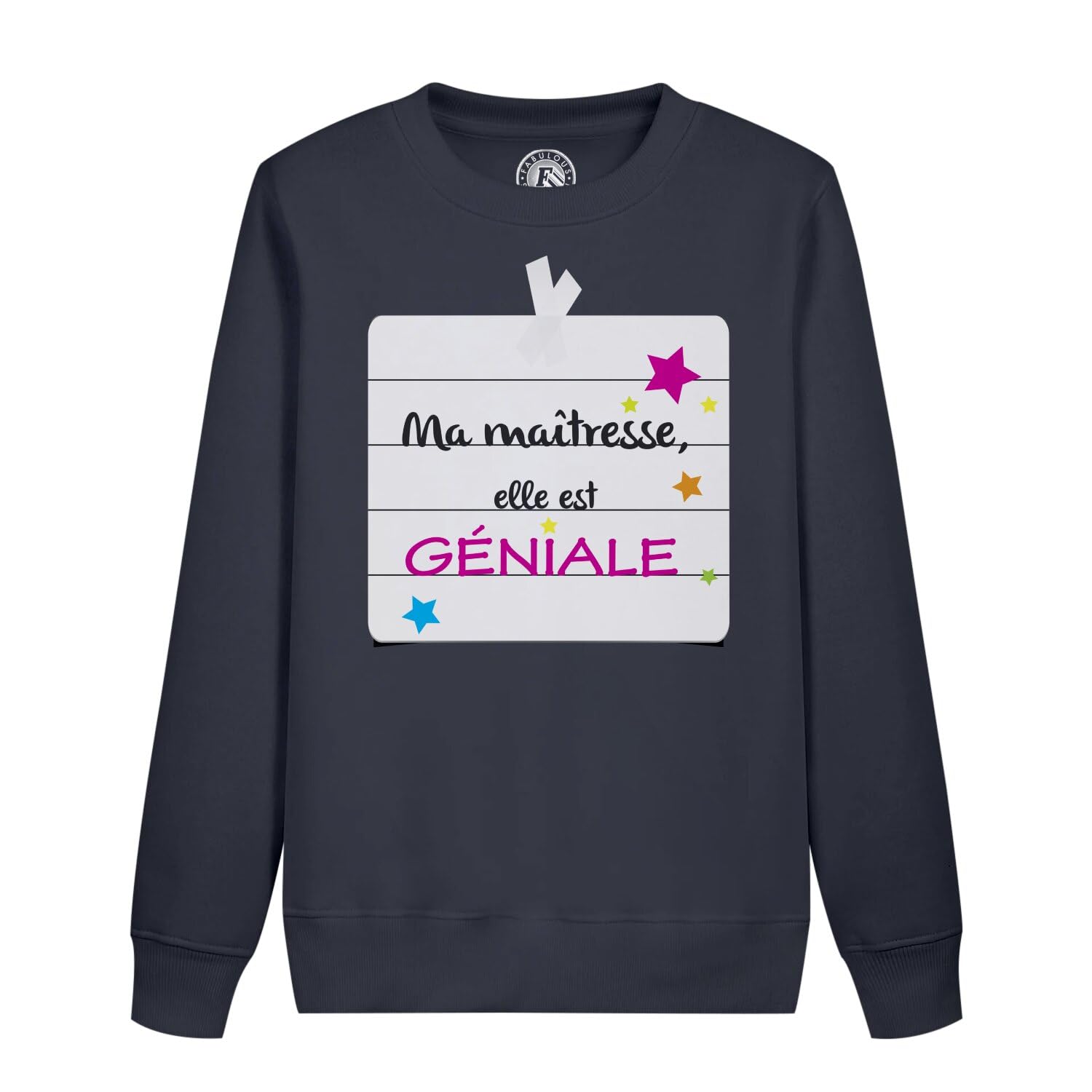 Sweatshirt enfant Ma Maîtresse vêtement école imprimé étoiles multicolores pull - 4