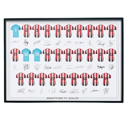 Póster del equipo Brentford FC firmado 2024-25 autografiado por Full Squad, regalos de Brentford A4 solo impresión
