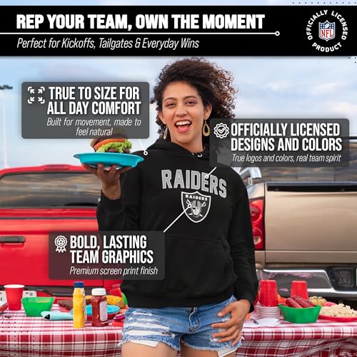 Team Fan Apparel NFL Home Pullover Fleece Hooded Sweatshirt (Las Vegas Raiders - Black, Adult Large) - Image 5