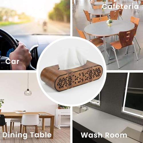 Image of Deskart Wooden Tissue Paper Box | Decorative and Stylish Wooden Tissue Holder Stand for Car, Home, Office Desk, Resturant and Cafeteria (Modern)