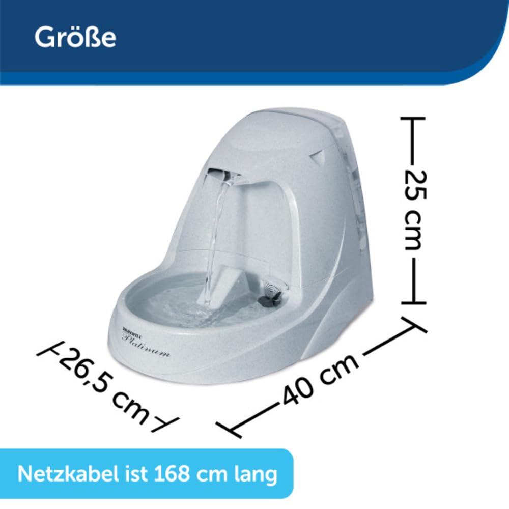 PetSafe Drinkwell Platinum Haustierbrunnen, 5L | Fördert das Trinken, Kohlenstofffilter, Einstellbarer Wasserstrahl, BPA-frei, 5L