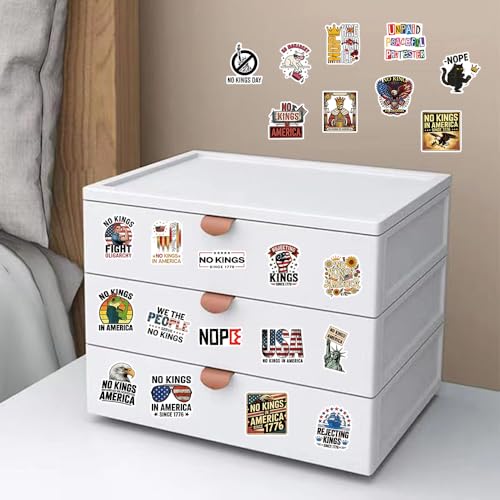 Image of 60PCS No Kings Stickers, Anti Kings USA Patriotic Stickers, Funny Anti Trxxp Decals, Waterproof Vinyl Political Stickers for Bumper, Laptop, Water Bottle, Car Window, Tumbler