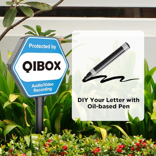 image for QIBOX Solar Security Yard Sign, Audio/Video Recording Sign Outdoor Wea