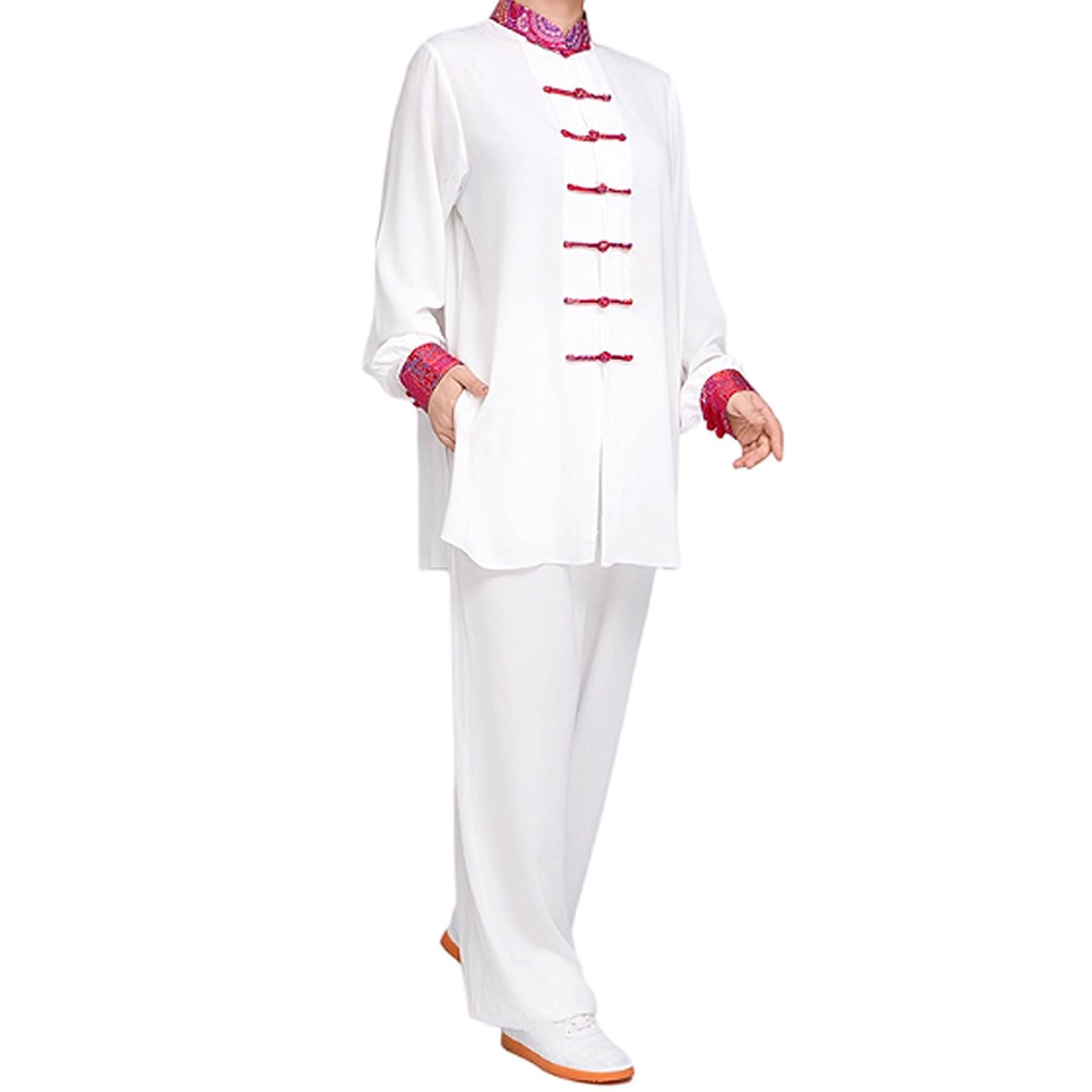 Chinesische Kampfkunst Training Kleidung,Herren Kungfu Tang Anzug,Damen Tai Chi Trainingsanzug,Wing Chun Taichi Uniform,Unisex,Atmungsaktiv,geschmeidig,für Meditation und Qigong