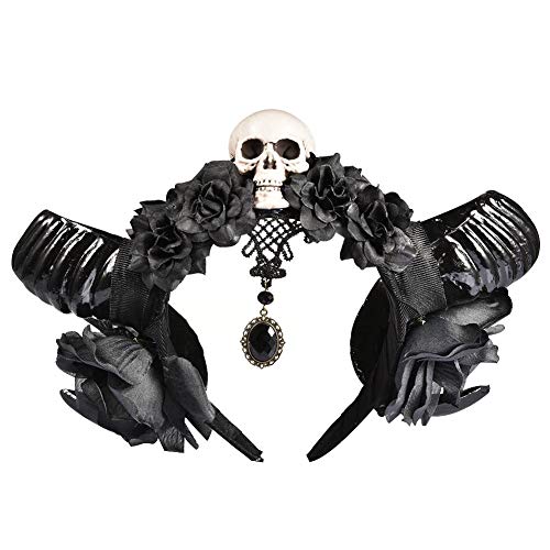 flyingx Stirnbänder Demon Hornkopfschmuck, Devil Kopfschmuck Für Halloween Party Birthday Requisiten Simulation Schaf Hörner Hörner Kopfschmuck Stirnband Cover