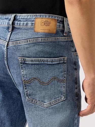 Image of The Souled Store Straight-Fit Denim: Men and Boys Cotton Blend Straight Fit Cargo Pockets Lightweight Everyday All-Season Denim Jeans