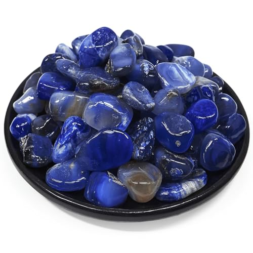Image of Blue Agate Healing Crystal Stone Set - 24 Pieces, 0.6 inch Natural & Polished Stones for Healing, Meditation, Reiki, Chakra, Crafting & Decoration