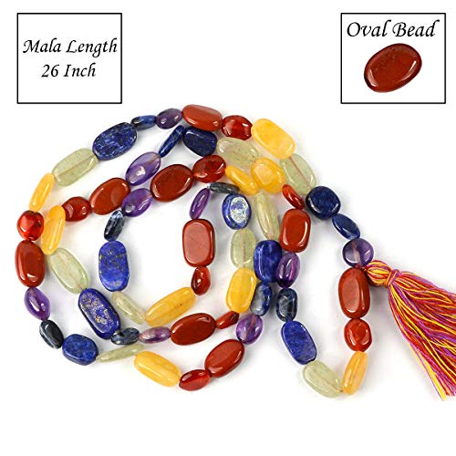 Image of Natural Oval Crystal Beads Mala Necklace Collection for Men & Women, Reiki Energized Gemstone Jewellery for Meditation, Mindful Living, Spiritual Decor & Everyday Fashion Styling