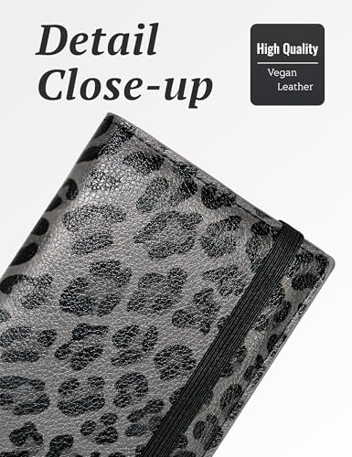 Image of Yarnic Checkbook for Personal Checkbook Holder (Grey Leopard) | Checkbook Covers with Pen Holder & Built-in Clear Plastic Divider for Duplicate Checks
