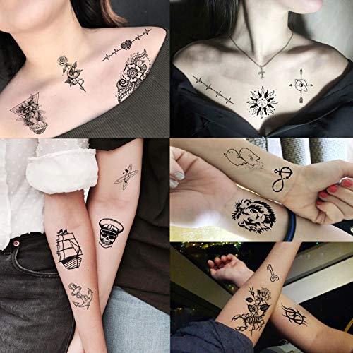 EGMBGM 52 Sheets Tiny Small Temporary Tattoos For Kids Boys Girls, Tribal Animals Butterfly Anchor Compass Tattoo… - Image 5