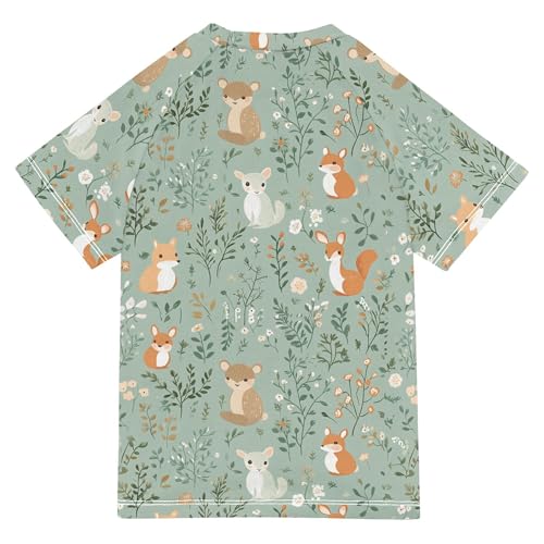 Cute Animals Bathing Suit Kids Short Sleeves Activees Swimwear Beach Tops 3T2