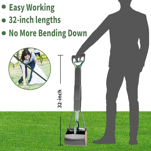 Image of ienjoyed 2-Pack Pooper Scooper for Large Small Dogs Heavy Duty, 32 inch Long Handle Poop Scoop for Yard, Grass, Gravel, Dog Poop Grabber with High Strength Material and Durable Spring