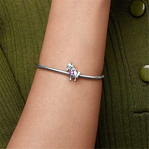 Image of GNOCE Embraces Heart Gemstone Bead Charms 925 Sterling Silver Rabbit Horse Triceratops Snake Monkey Cat Platypus Sloth Bear Pig Yak Ghost Matryoshka Doll Jewelry Gift for Women