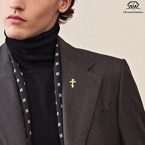 Image of Dreamtimes Antique Orthodox Cross Brooch Pin Stainless Steel Religious Jewelry for Men & Women Christian Faith Symbol Vintage Enameled Lapel Pin Lightweight Durable Gift for Daily Wear