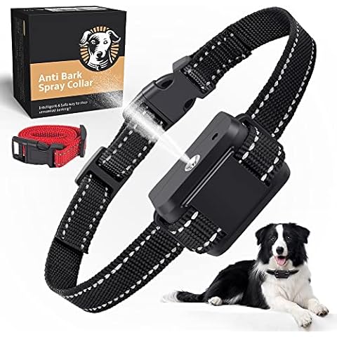 Queenmew Anti Barking Dog Collars, Auto Citronella Spray Collars for Dogs, Bark Collar with Two Straps, Rechargeable Training to Stop Dogs Small Medium Large Black01 Cover