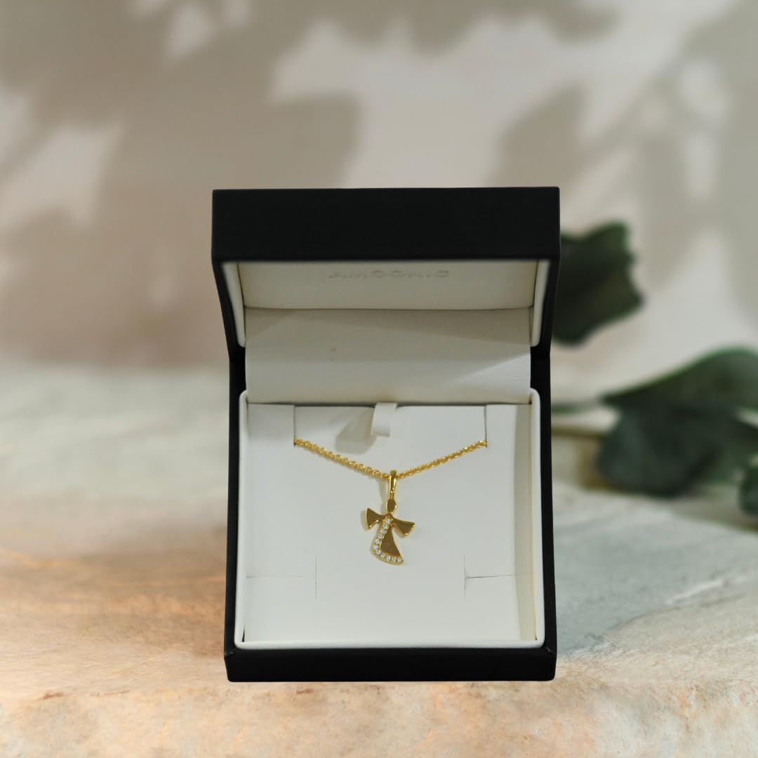 Geschenke zur Einschulung Mädchen, Schutzengel Kette Silber 925 Gold | Engel-Anhänger vergoldet Halskette, Geschenk zum Schulanfang Schultüte Inhalt Füllung Schulkind, Kinderschmuck