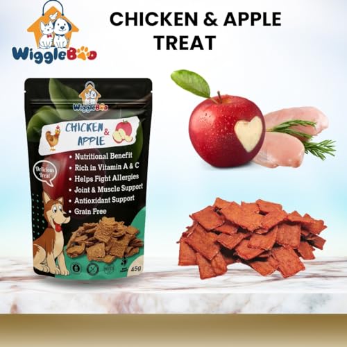 Image of Chicken & Apple Treat for Dog | Travel Friendly Pack | Protein Rich | Great Antioxidants | Crunchy Healthy Snacks | 45g