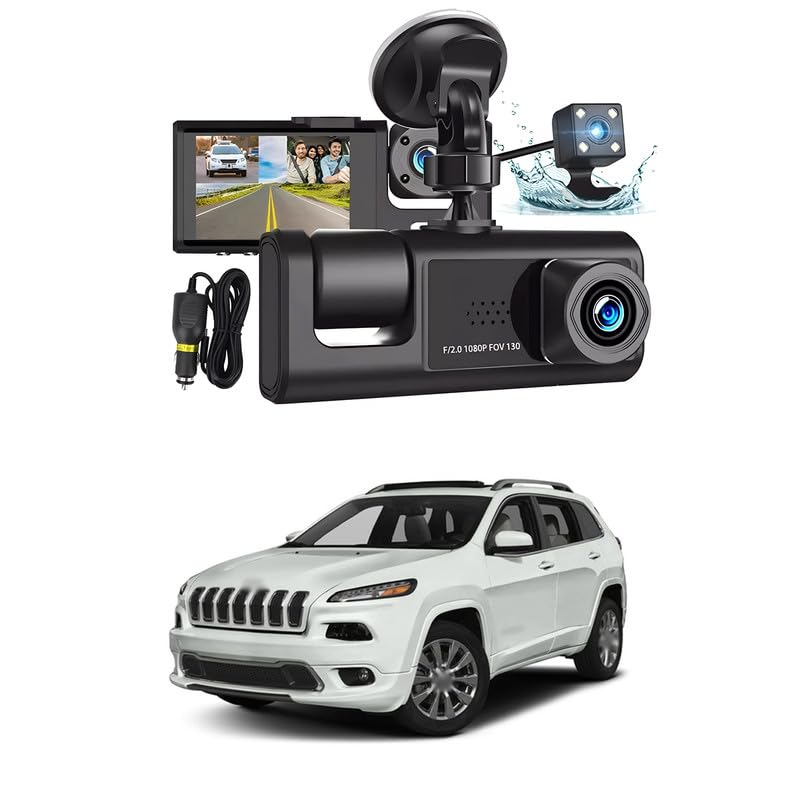 Universal 3 Channel Dash Cam Front and Rear Inside, 1080P Dash Camera for Cars, Dashcam Three Way Triple Car Camera with IR Night Vision, Loop Recording Comfortable with Com-Pass-image-21