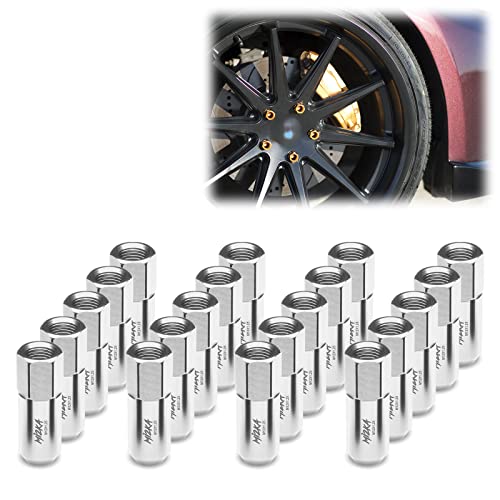Image of Silver 20 PCS M12x1.25 Lug Nuts 60mm Extended Tuner Aluminum Wheels Rims Cap WN02