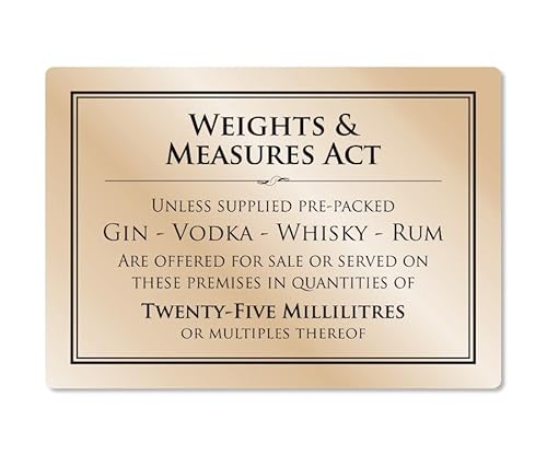 Essential Bar Licensing Sign Pack EMGLPK Pack 5 Pcs 25ml Pub Restaurant Catering Gold - Image 2