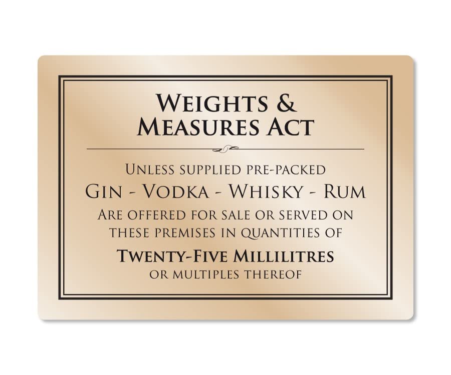 Essential Bar Licensing Sign Pack EMGLPK Pack 5 Pcs 25ml Pub Restaurant Catering Gold, 3x A4, 2x A5 - Image 3