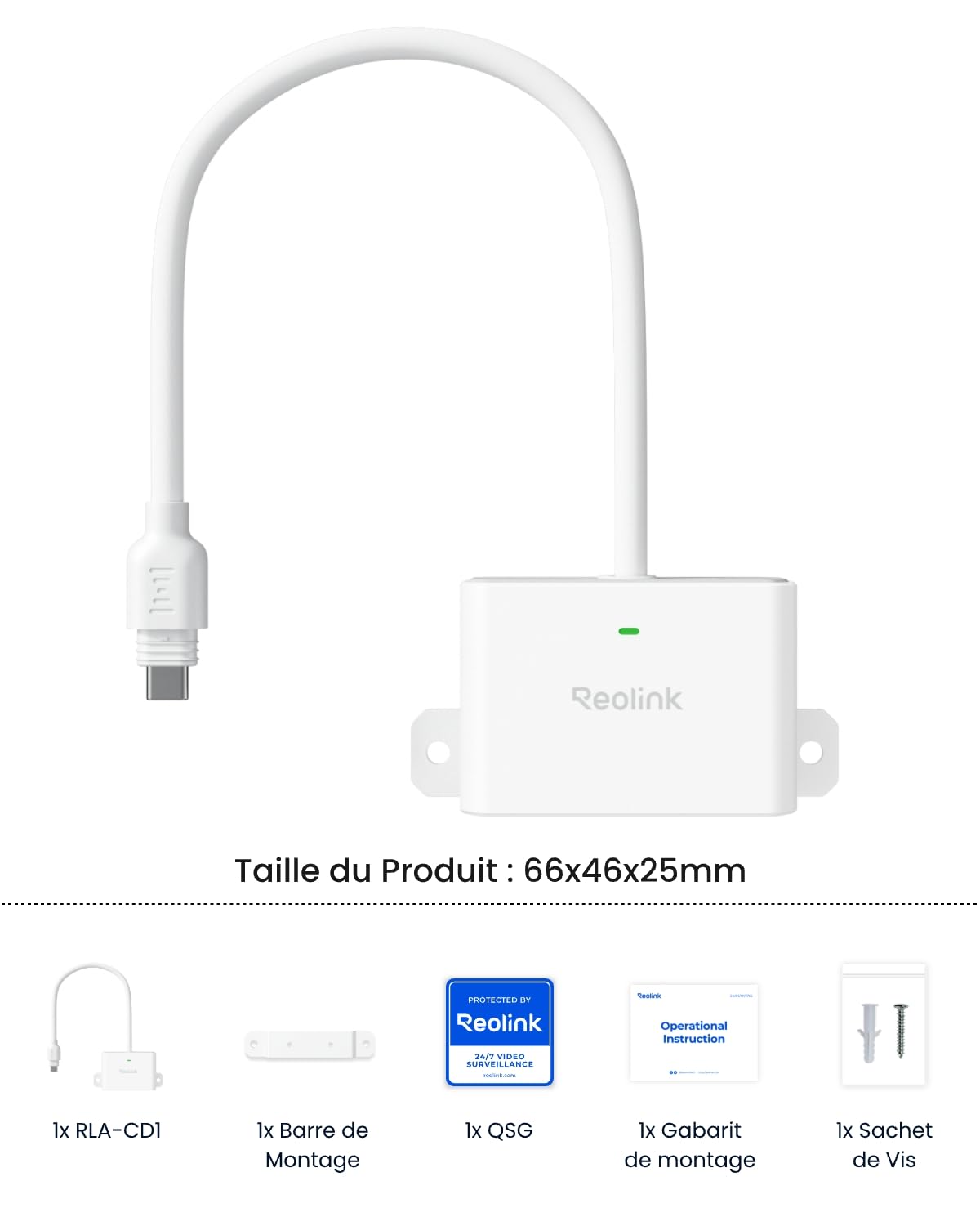 Reolink RLA-CD1 Station d'Extension, Double Alimentation Solaire/Batterie, Compatible avec Caméras à Batterie Reolink, Adaptateur d'alimentation Extérieur