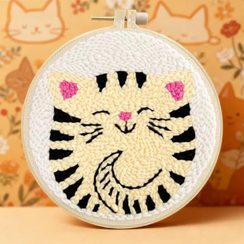 Image of TCDZMYGS Punch Needle Kit for Beginners Adults-Cute Cat,with Video Tutorial