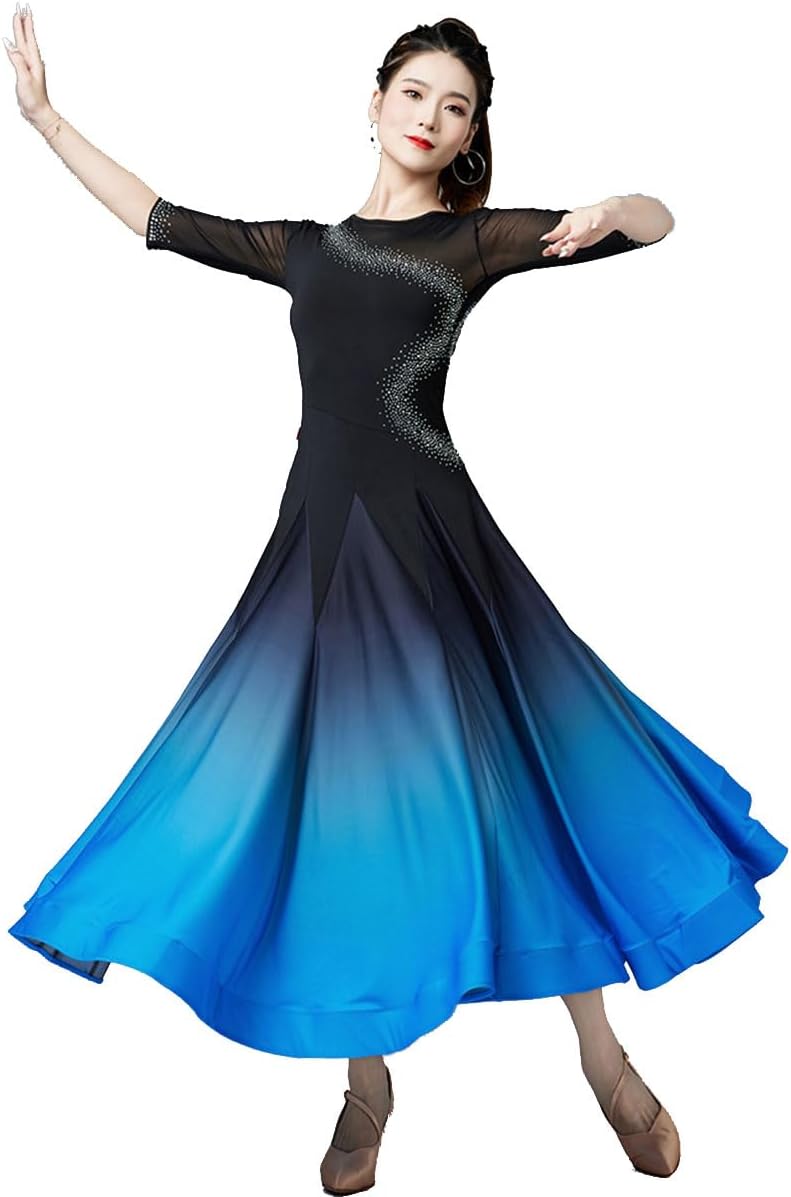 Ballroom Dance Dresses for Women Smooth Waltz Tango Tulle Long Swing Dance Dress