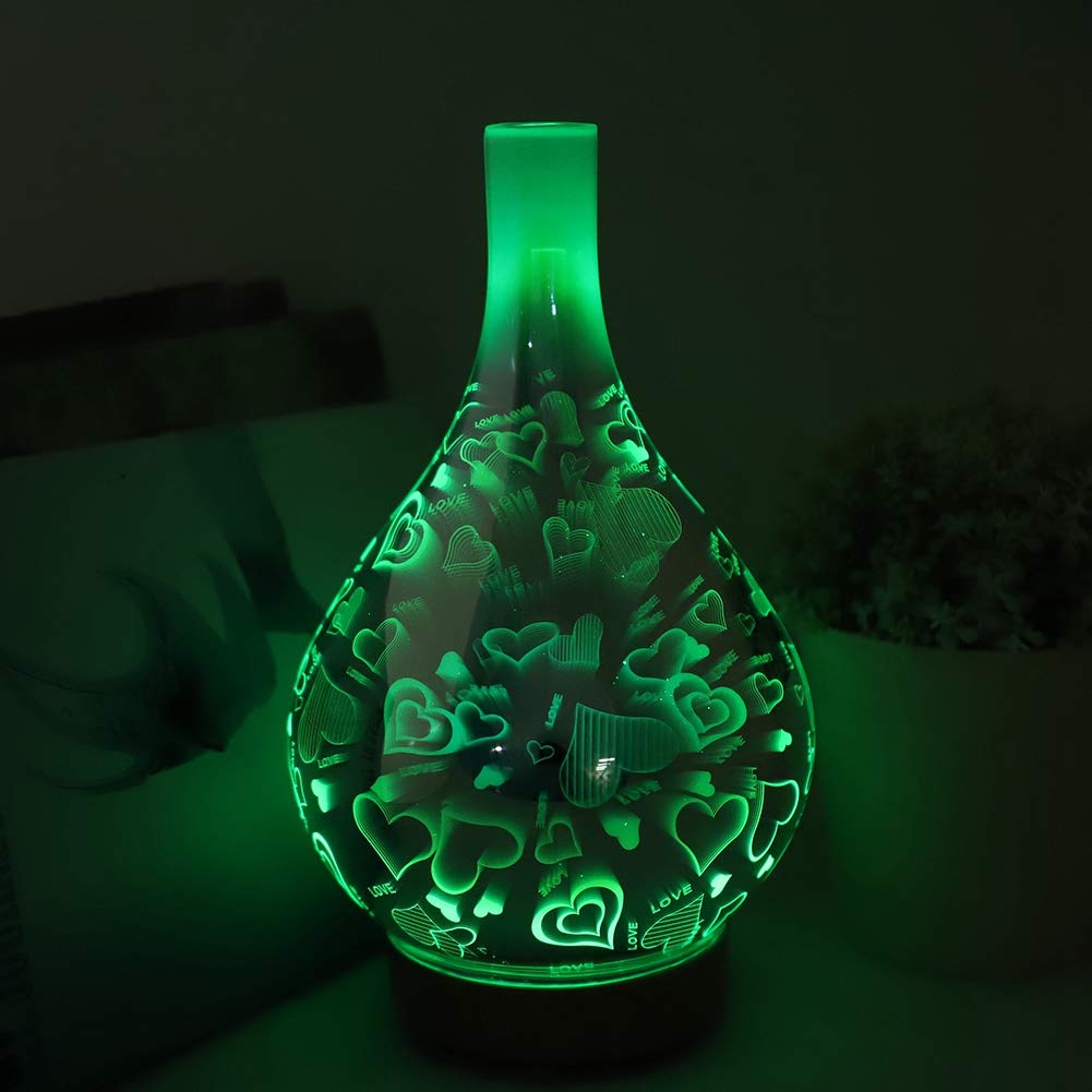 Diffusore e umidificatore di oli essenziali per aromaterapia ad ultrasuoni da 100 ml con luce notturna a LED per camera da letto