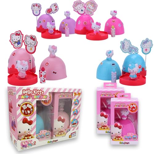 HELLO KITTY HAPPY BIRTHDAY - La Funny Box contiene 2 Hello Kitty differenti! La bambola di Hello Kitty è vestita con un elegante abito per celebrare un compleanno speciale, rendendola un'adorabile compagna di gioco e un cake topper davvero unico. Scopri tutti gli accessori inclusi
