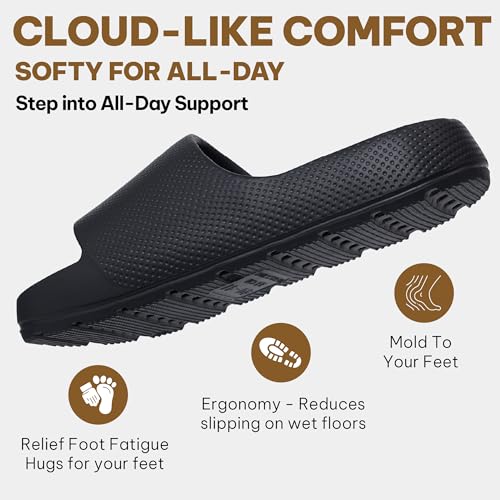 Shondo Pillow Slippers for Women and Men - Non-Slip Cloud Slides EVA Foam, Soft, Lightweight, Quick Drying Shower Sandals, Comfortable Indoor Outdoor Bathroom Sandals - UltraGrip Technology, Cushion Arch Support3