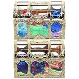 UTHCLO 2セット カラフルアクリル宝おもちゃ 透明宝箱付き キッズ手作りクラフト パーティーデコレーション プール遊び用トレジャーボック