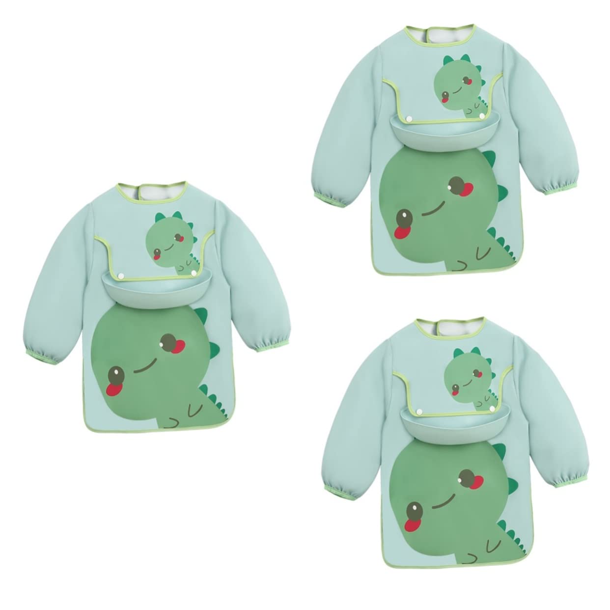 Abaodam 3pièces Bavoir Étanche Pour Garçon Fille Avec Manches Longues Anti- Pour Repas Et Activités Imperméable Et Confortable Pour Nourrissons