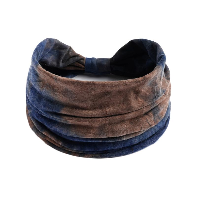 Image of XFYT Stylish Tie-Dye Sports Chic Hair Bands | Gorgeous Dark Elegant Premium Head Band for Women Girls Yoga Workout Fitness Gym (Indigo Earth)