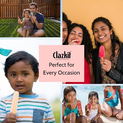 Image of Clazkit Silicone Popsicle Mould Set 4PCS | BPA-Free Reusable Ice Cream & Kulfi Maker | Easy Release Ice Pop Molds for Kids & Adults | DIY Frozen Dessert Maker for Juice, Yogurt & Chocolate