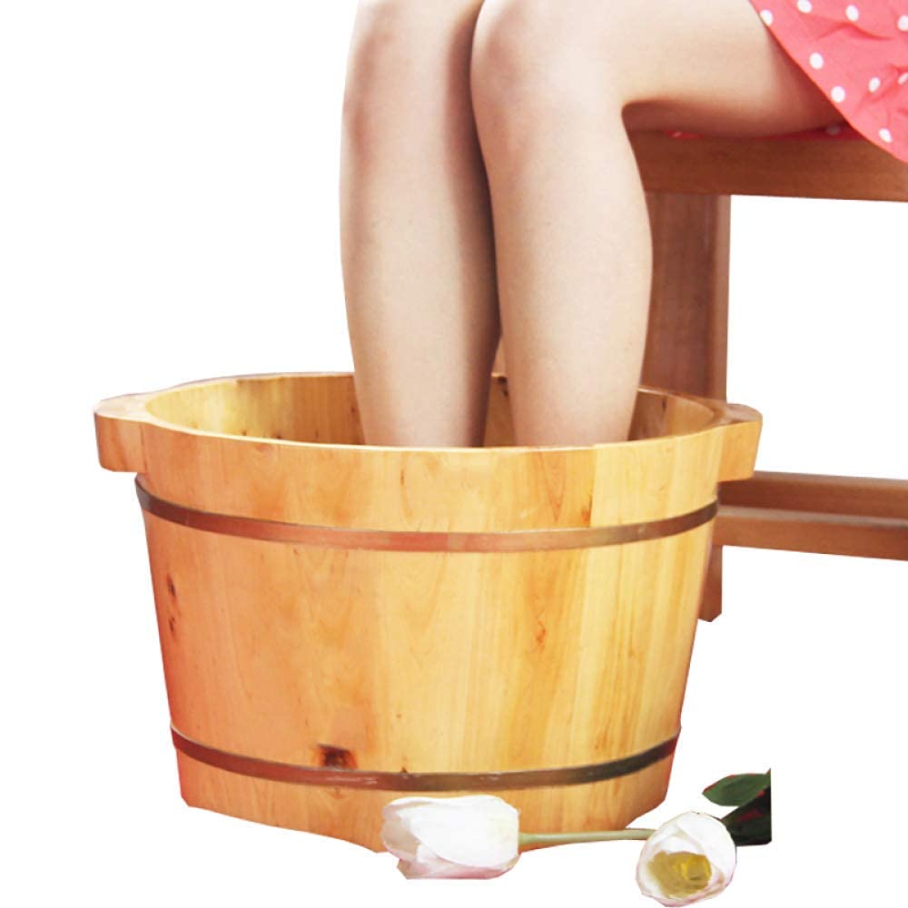 Wiadro do kąpieli z naturalnego drewna, umywalka do pedicure Kashiwagi Kąpiel do stóp Drewniana wanna do stóp Pogrubiona beczka do stóp Drewniana wanna do stóp dla dorosłych Drewniana umywalka do stóp