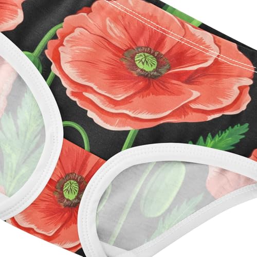 Girls Underwear Toddler 2t Cotton Panties Little Girl Animals Kids Briefs Undies Red Poppy Flowers Green Black4