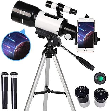 Telescope for Kids and Beginners, HD High Magnification Refractor Telescope, 70mm Larger Aperture 300mm Astronomy Refractor Telescope for Adults Kids and Beginners