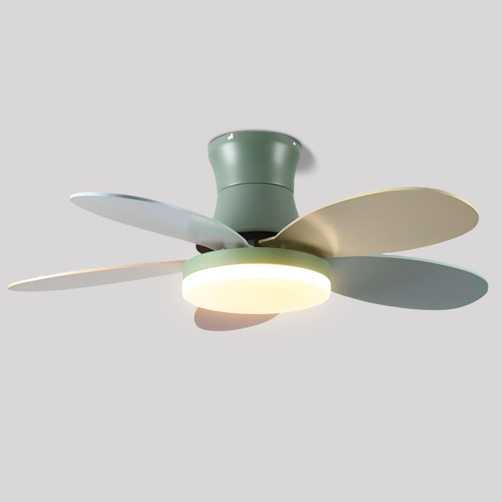 HXYSXHJUO Creative Remote Ceiling Fans With Lights Indoor Quiet Fan 6 Speeds Light 60W LED Dimmable For Bedroom Living Room Restaurant 5 Colorful Plywood Blades