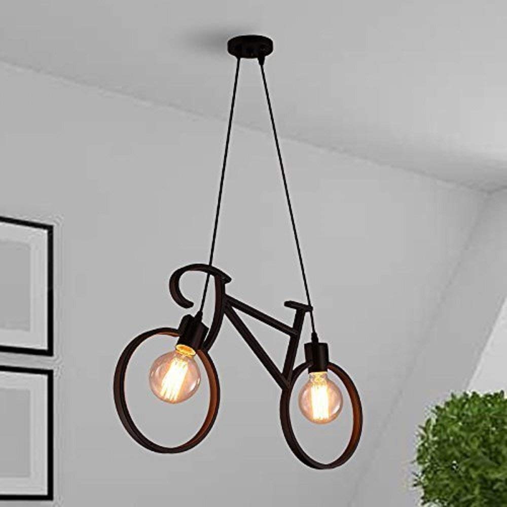 likes of india Cycle Style Hanging Ceiling Pendant Light (Black; Bulb Not Included)-image-19