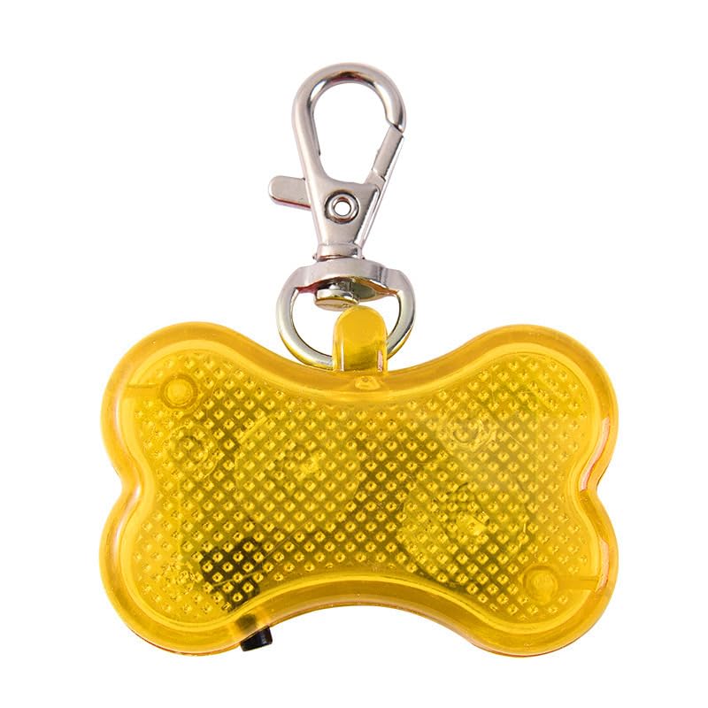 Dog Collar Light,Bone Shape Colorful Clip-On Pet Lights for Collars,Cat Dog Collar Lights Led for the Dark,Waterproof Safety Puppy Light for Night Walking with 3 Flashing Modes (yellow)