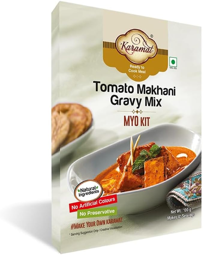 Tomato Makhani Gravy Mix (Veg, 100g Mix, Upto 4 Servings), Ready to Cook Gravy Paste, Instant Food Mix, Indian and Mughlai Delicacies, MYO, No Artificial Colour, No Preservatives (Pack of 1)
