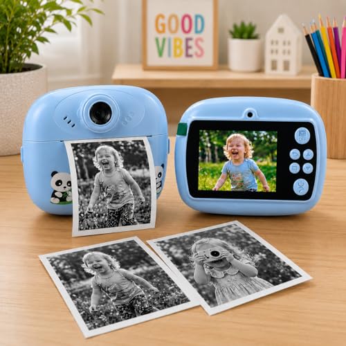 Image of Kids Instant Print Camera, 1080P HD Digital Video Camera with Built-in Thermal Printer, Fun Photo Camera for Boys & Girls (Blue)