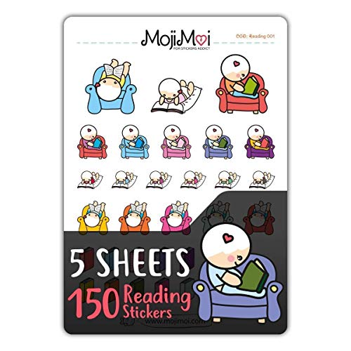 Reading 001-Theme Stickers for Life Planner, Functional Stickers, Happy Planner, Cute Stickers, kawaii Stickers, Eclp Stickers, Erin Condren Planner Stickers, Kikki Stickers, MojiMoi