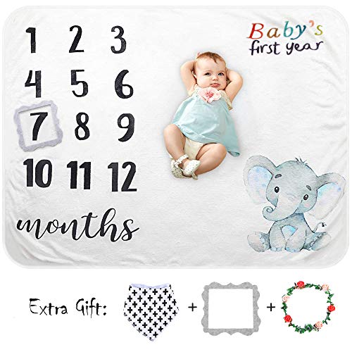 Baby Monthly Blanket Girl Boy Organic Plush Fleece Large Personalized Memory Photo Blanket