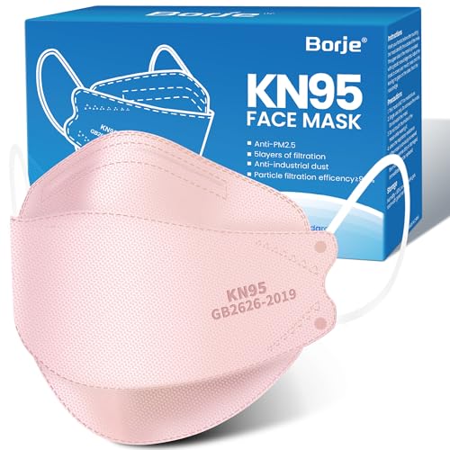 Image of Borje KN95 Face Masks for Adults 50 Pack,5-Ply Pink Disposable Face Mask Against PM 2.5 Smoke & Dust, Filtration Efficiency 95%