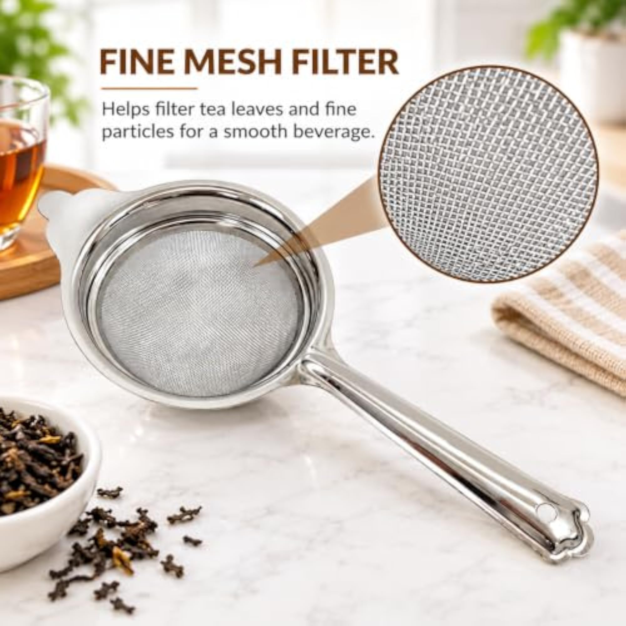 Stainless Steel Tea Strainer with Long Handle