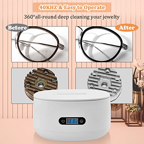 Ultrasonic Cleaner, Jewelry Cleaner With 40Khz Five Digital Timer 600Ml Ultrasonic Jewelry Cleaner With Basket For Cleaning Eye Glasses, Rings,Watch,Coin,Silver… #TOP2