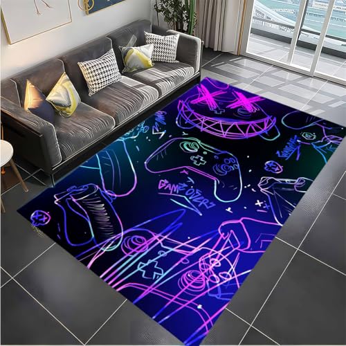 PEIHUODAN Alfombra Juvenil, Alfombra Habitacion Gamer Niños, Alfombra Infantil Habitacion, Decoracion Habitacion Gaming, Alfombra Gaming Suelo Antideslizante para Salon Pasillo (Color 1,120x180cm)